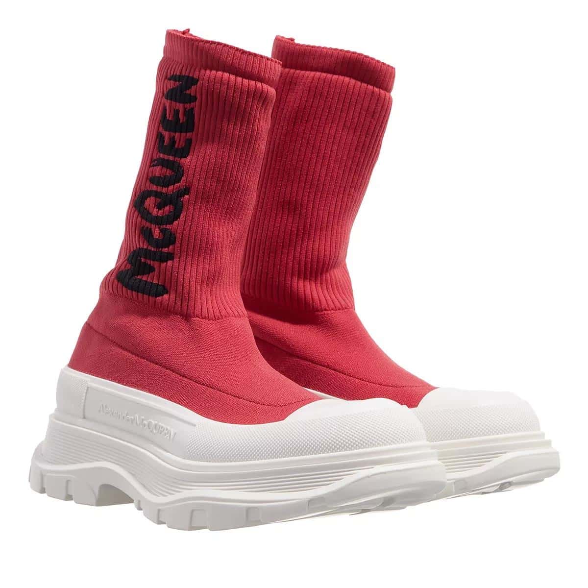 Alexander McQueen Sneakers - Red Stretch Nylon Tread Slick Sneakers in rood