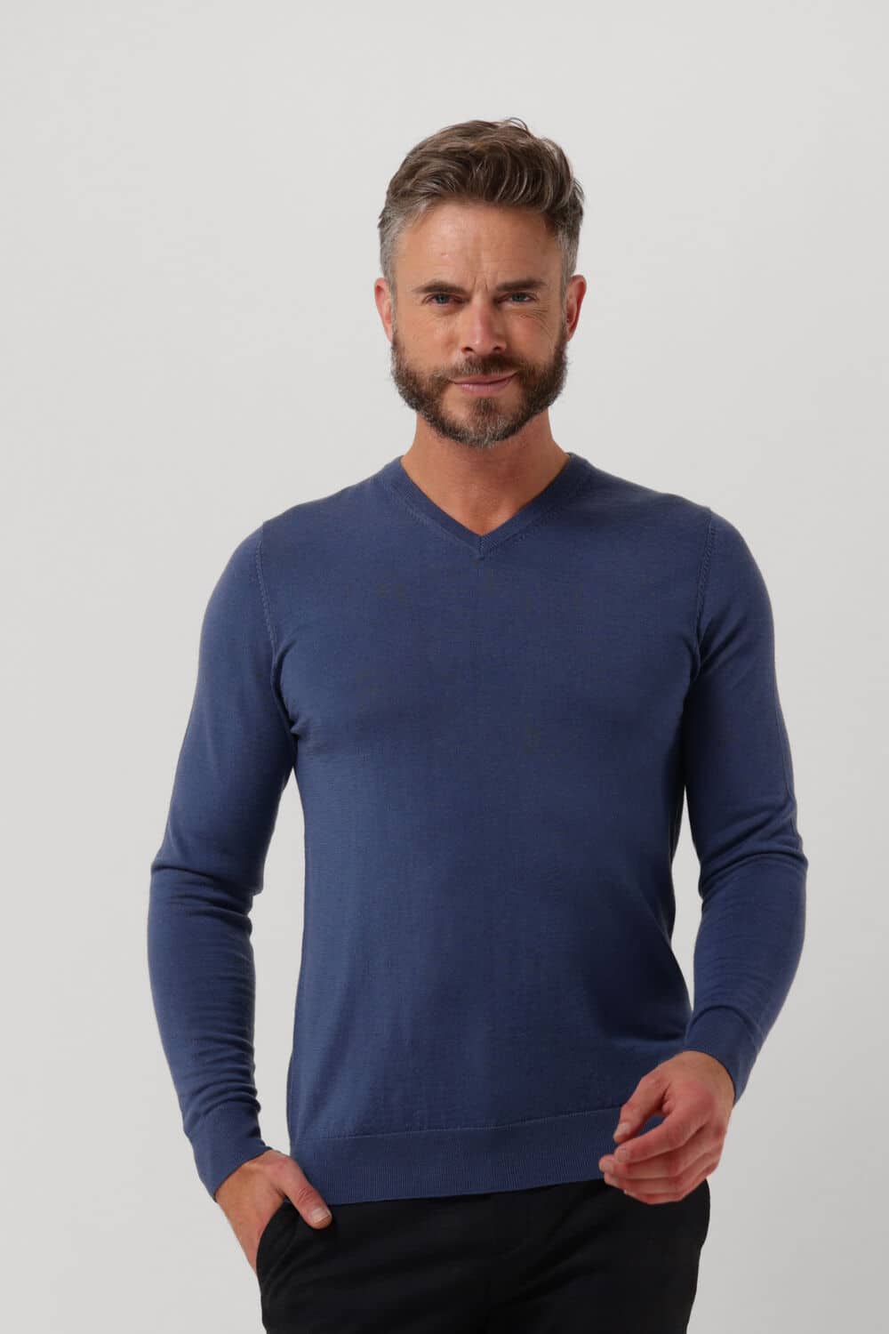 Blauwe Profuomo Trui Pullover V-neck