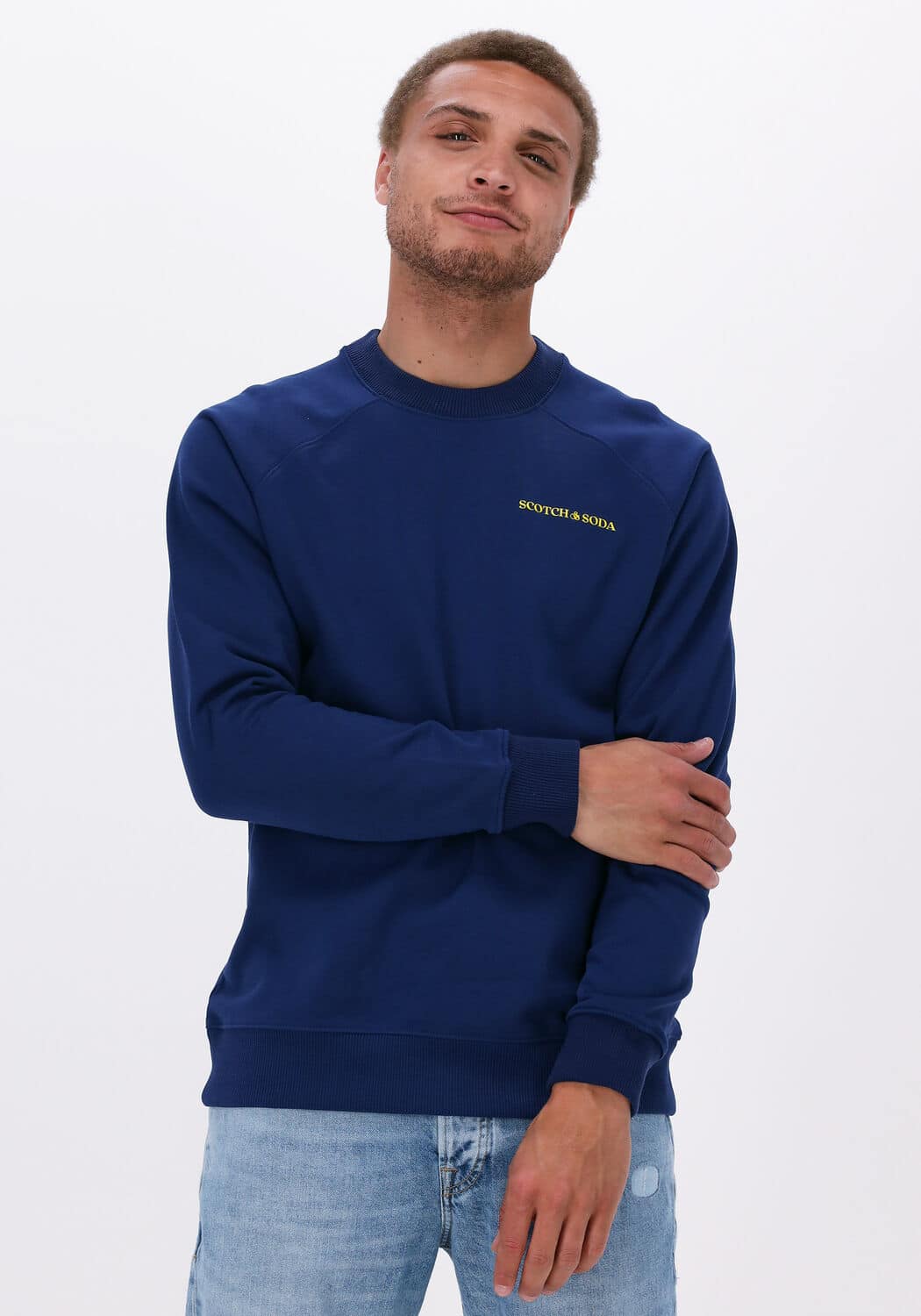 Blauwe Scotch & Soda Trui Unisex Crewneck Sweatshirt