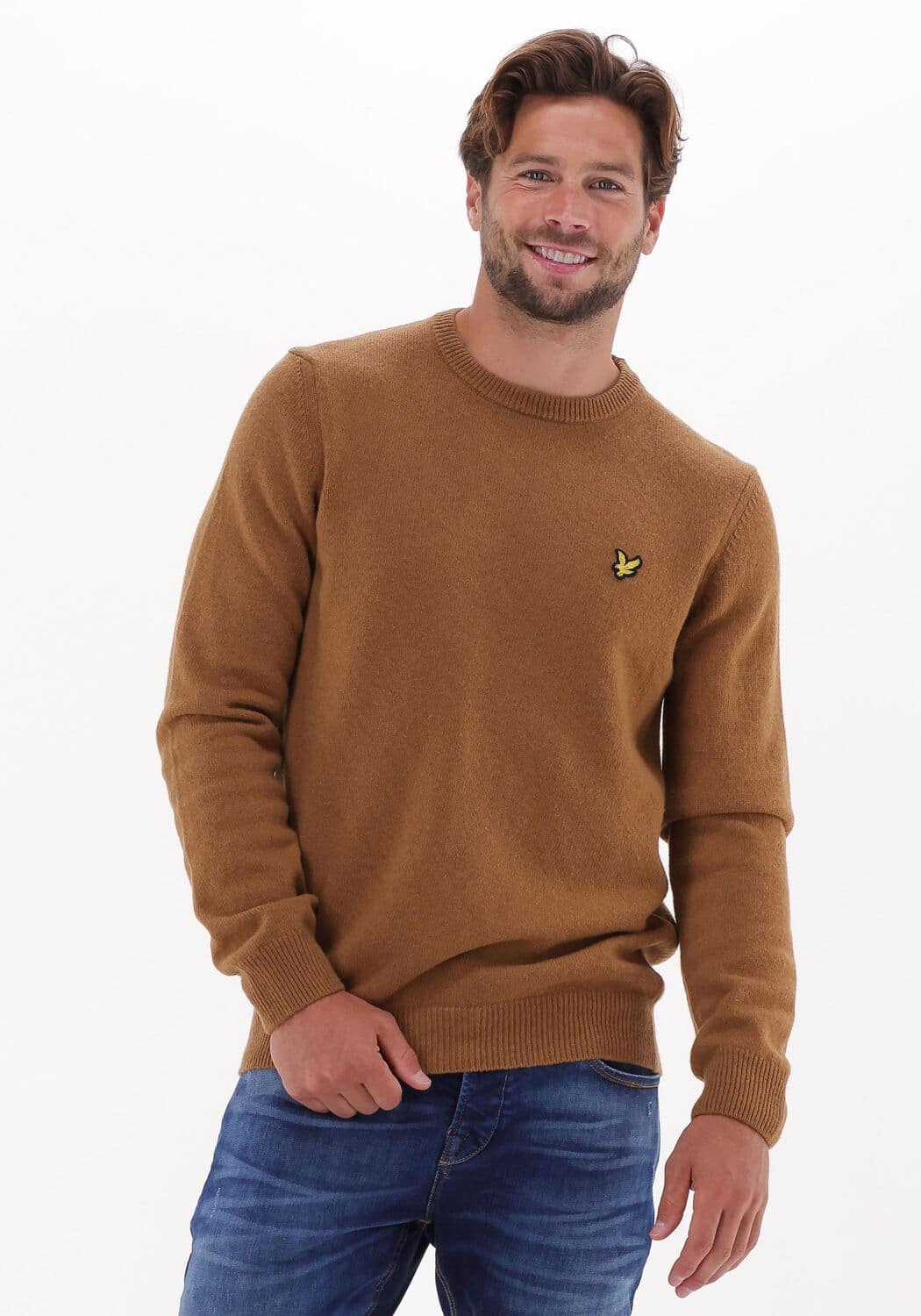 Bruine Lyle & Scott Trui Crew Neck Lambswool Blend Jumper