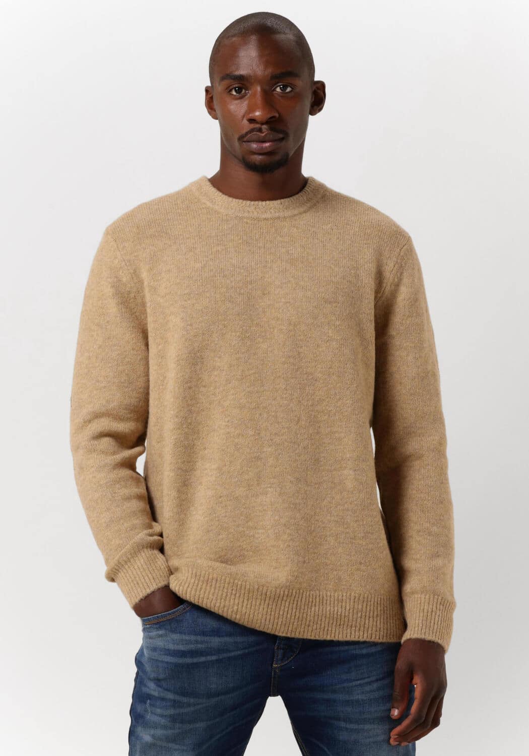 Camel Scotch & Soda Trui Soft Knit Melange Crewneck Pull