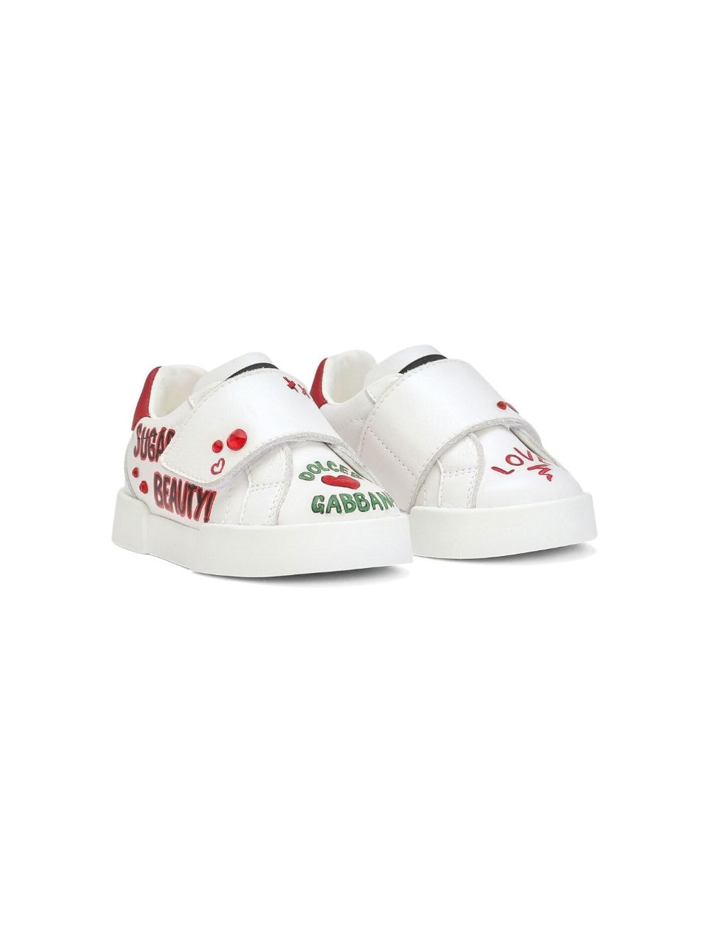 Dolce & Gabbana Kids Portofino sneakers met print - Wit