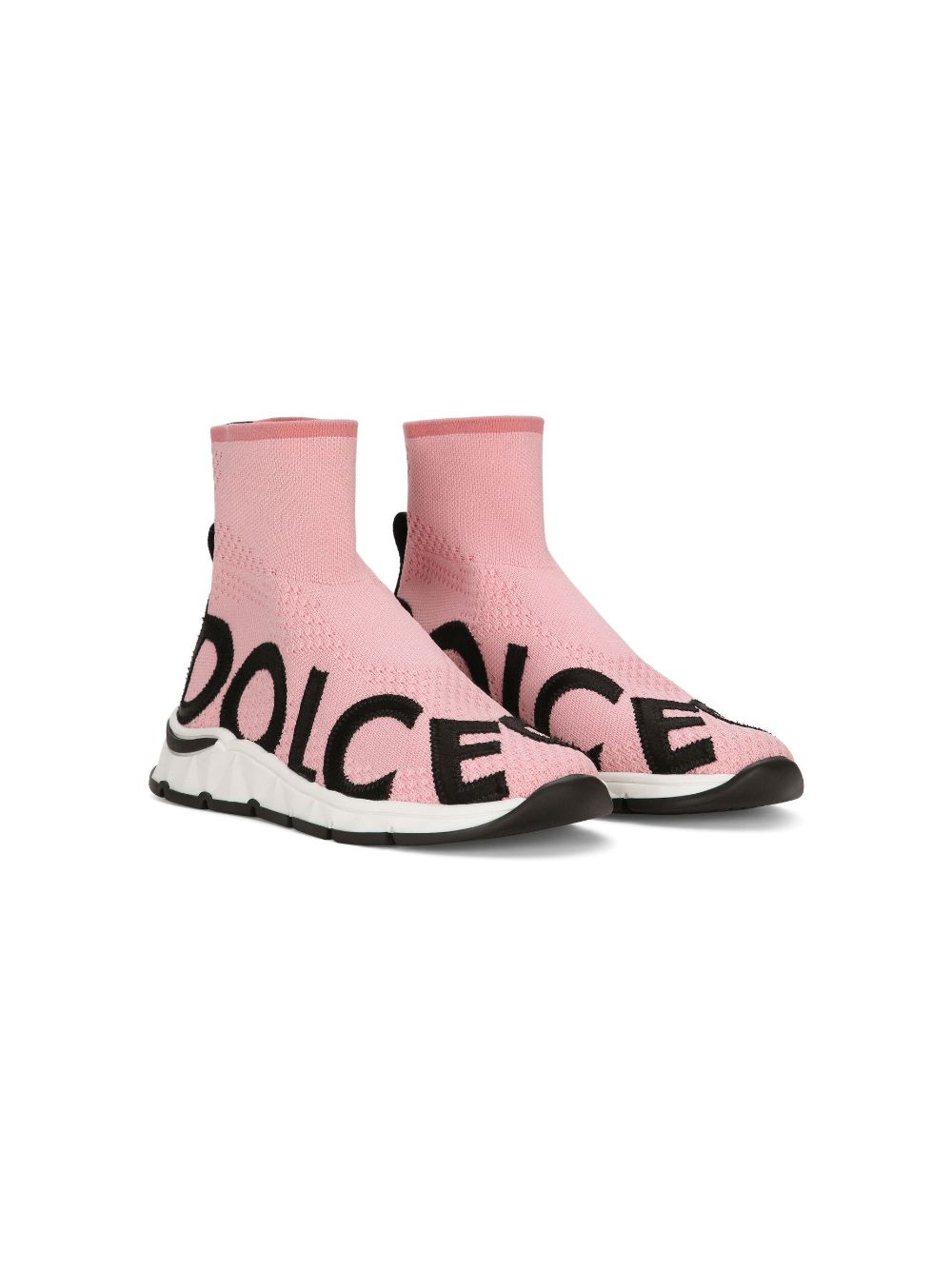 Dolce & Gabbana Kids Soksneakers met logo jacquard - Roze