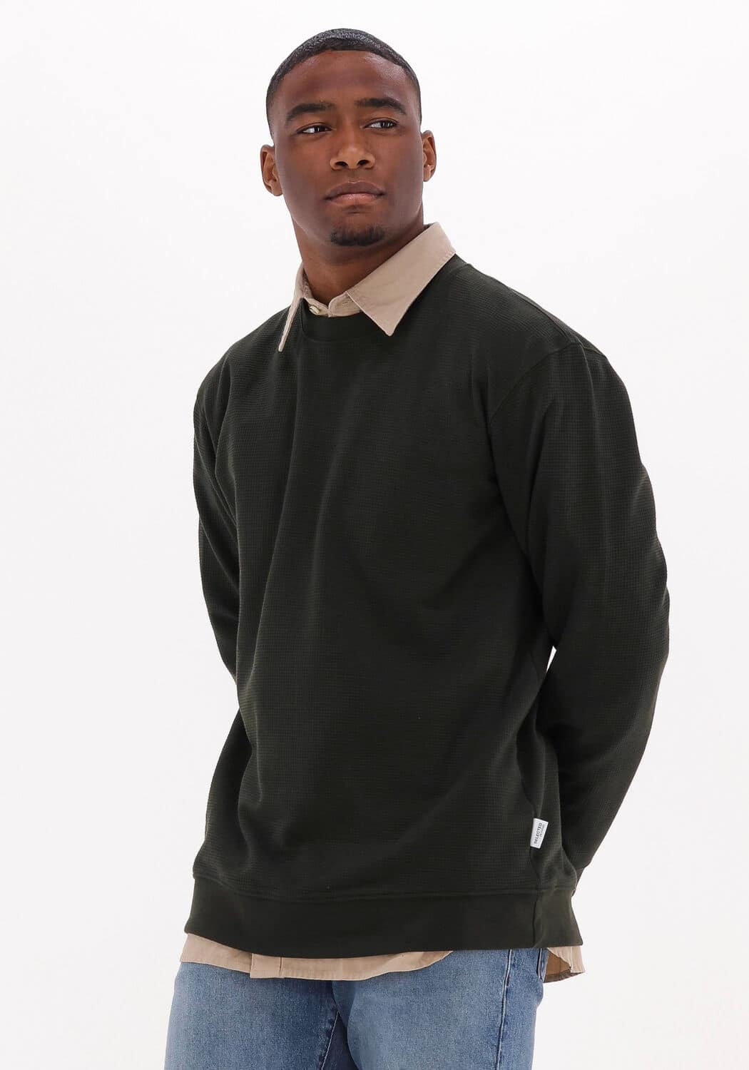 Donkergroene Selected Homme Trui Slhrelaxmorell Crew Neck Sweat W