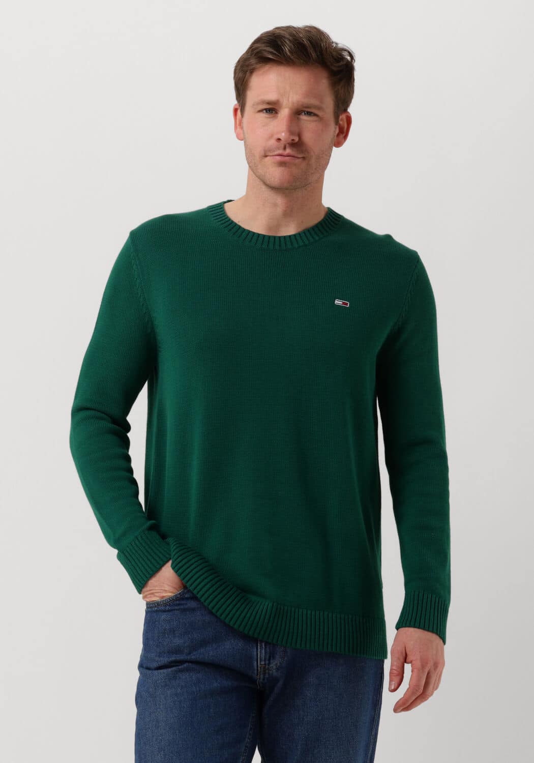 Donkergroene Tommy Jeans Trui Tjm Essential Crew Neck Sweater