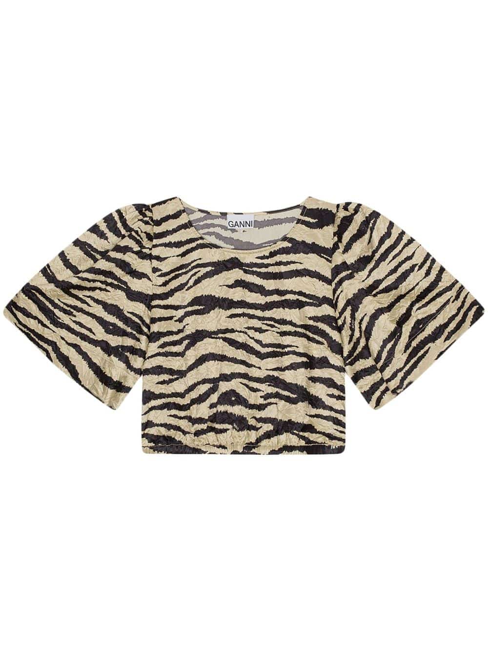 GANNI T-shirt met zebraprint - Beige