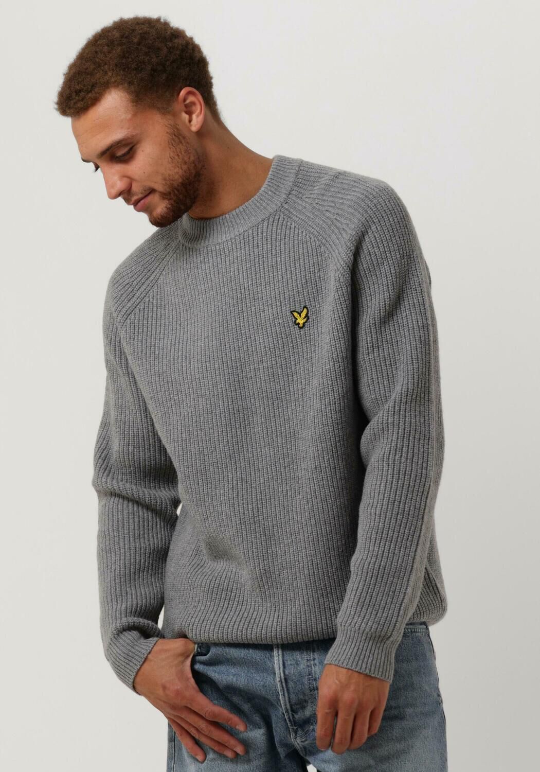 Grijze Lyle & Scott Trui Shaker Stitch Mock Neck Jumper