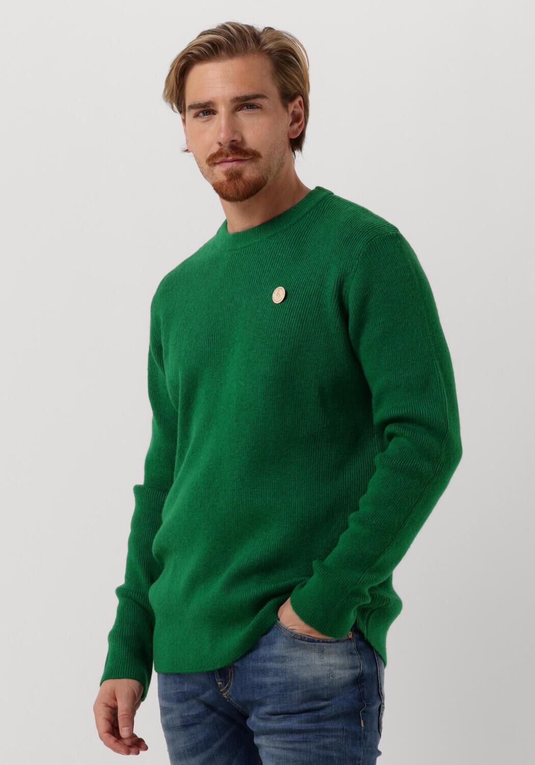 Groene Scotch & Soda Trui Rib-knit Wool-blend Crewneck Pullover