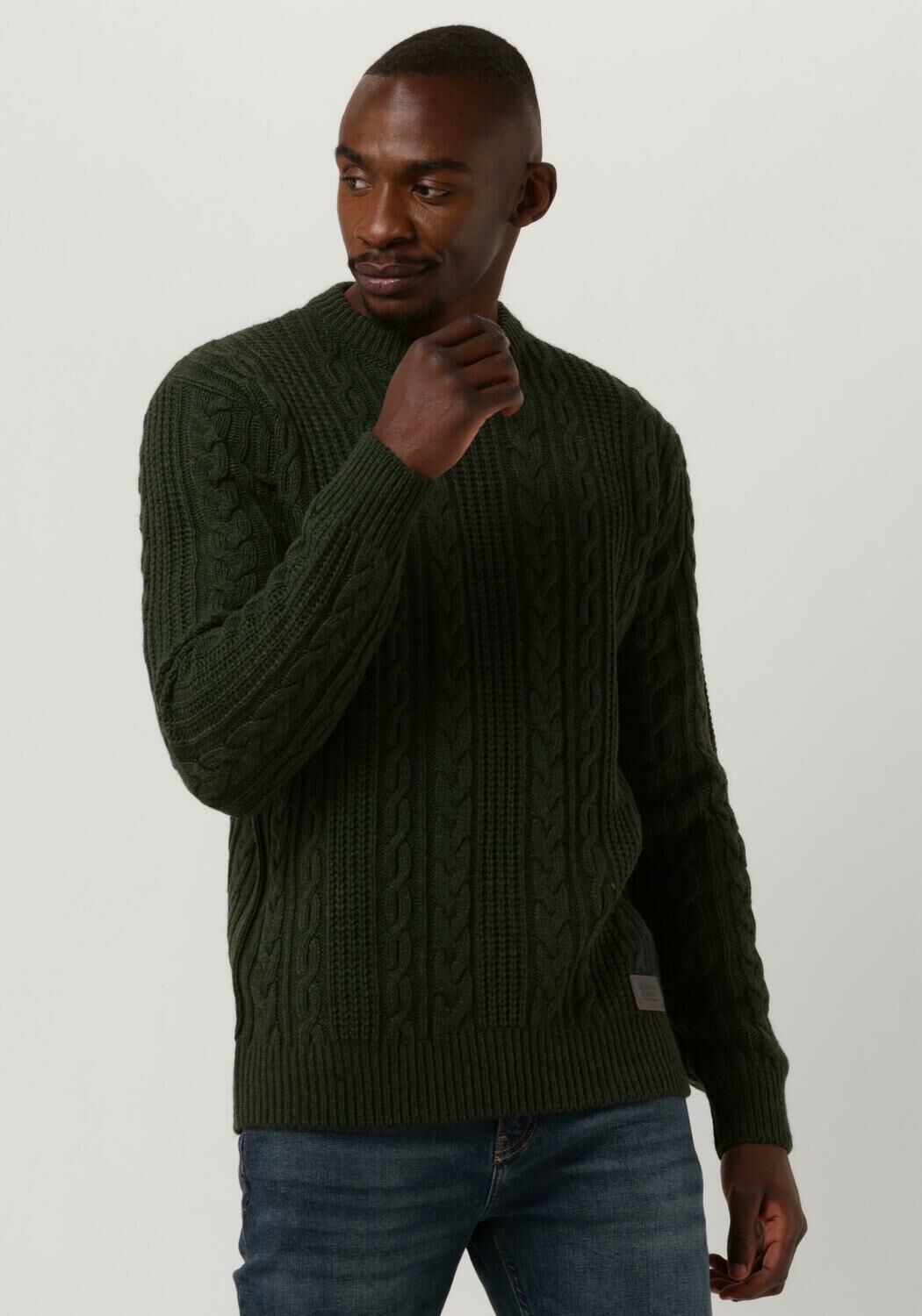 Groene Scotch & Soda Trui Wool-blend Structure Knit Sweater Kabel