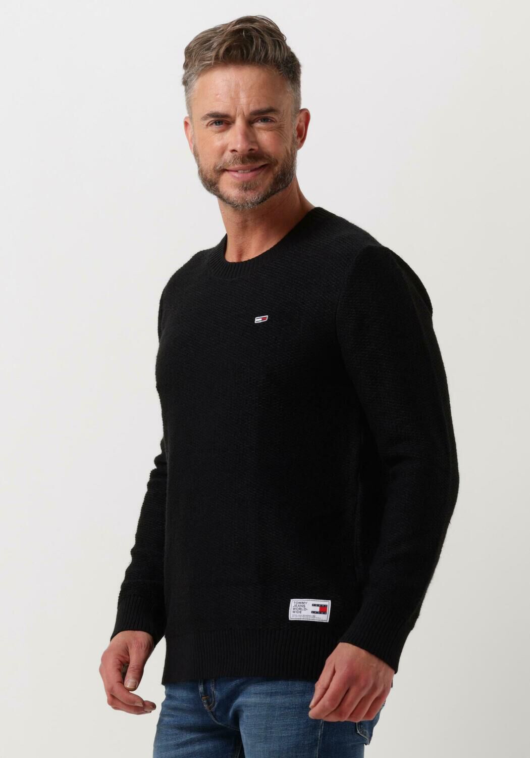 Zwarte Tommy Jeans Trui Tjm Regular Structured Sweater