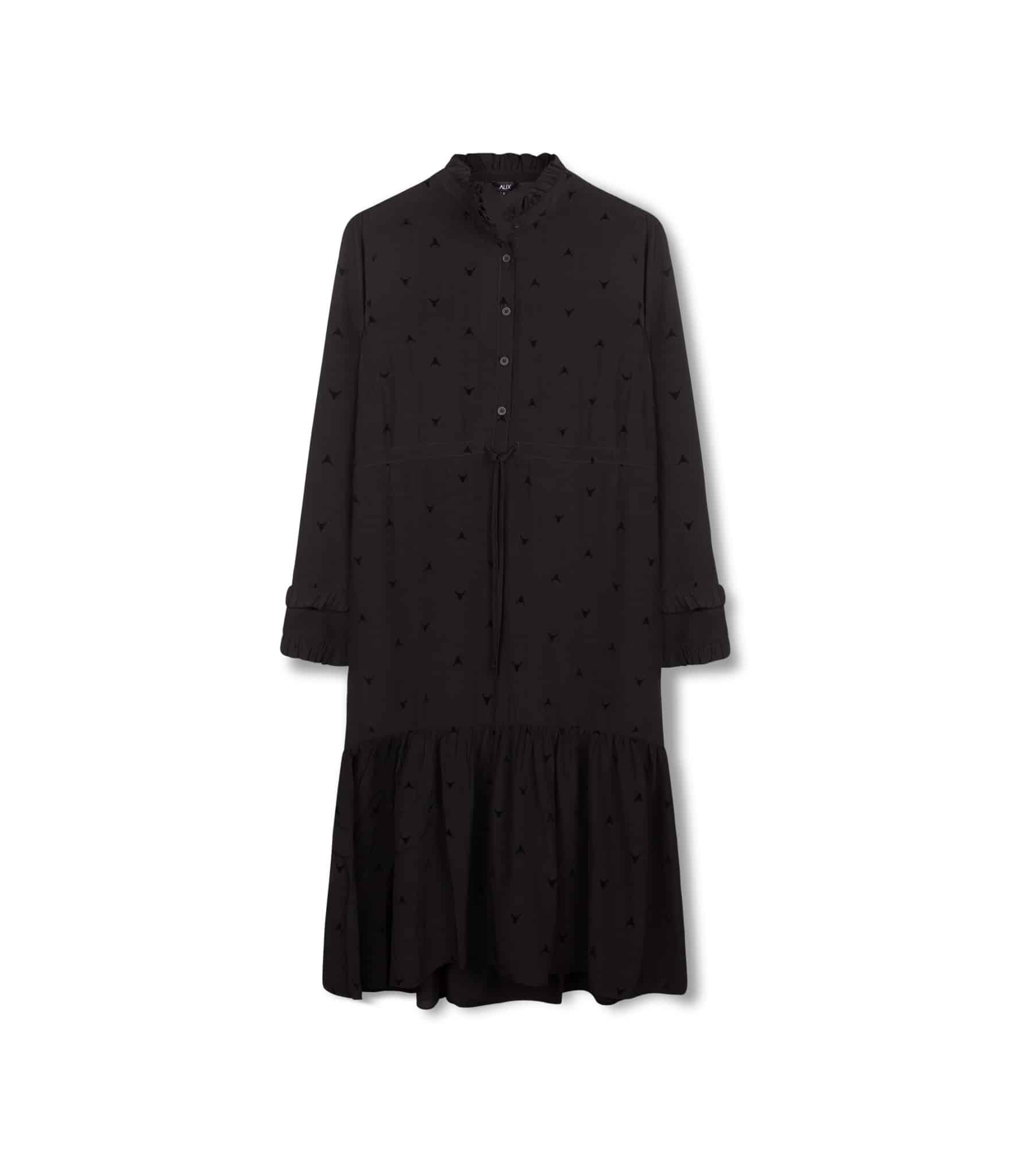 Alix The Label 185330755-999 ladies woven bull long dress black