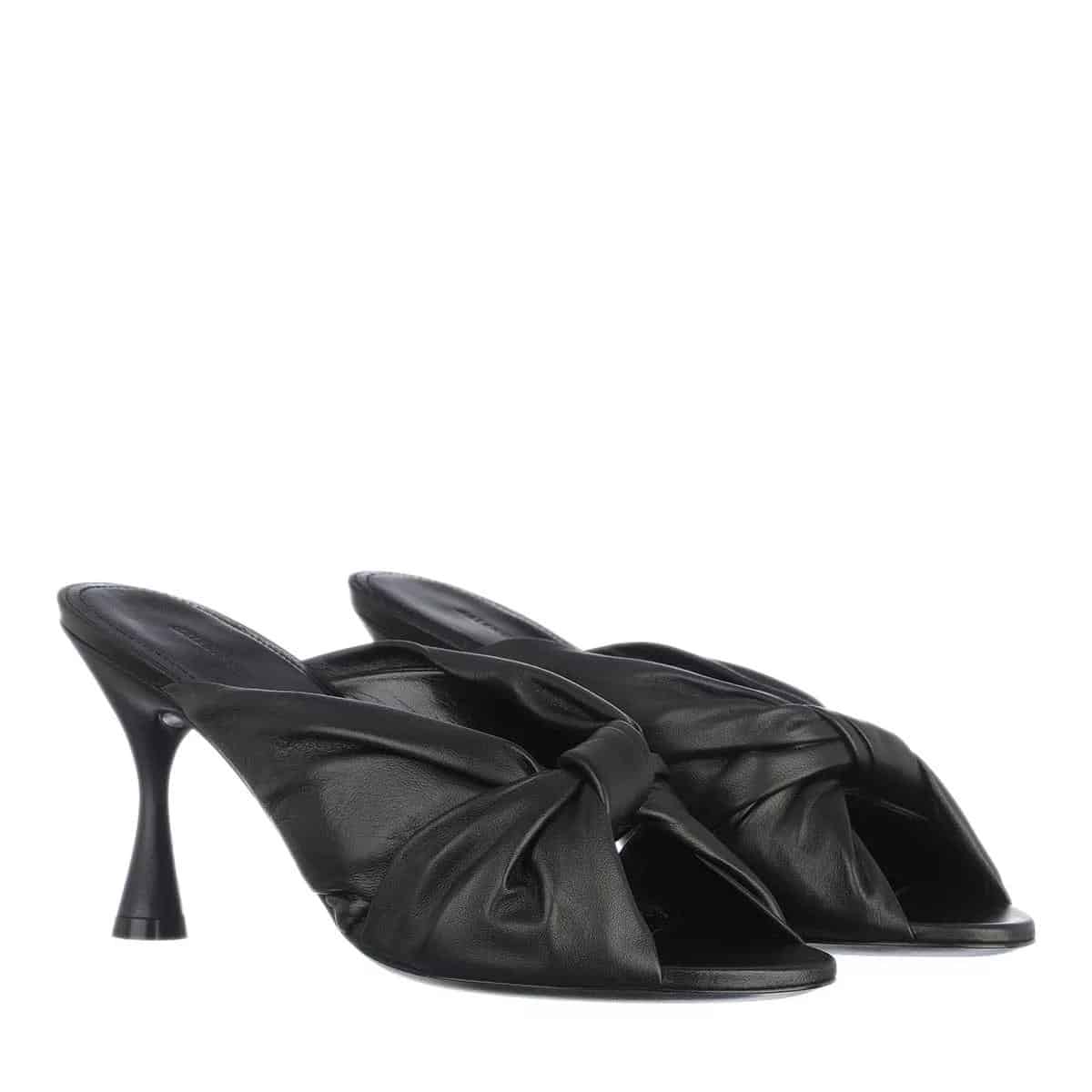 Balenciaga Slippers - Drapy Sandal Leather in zwart