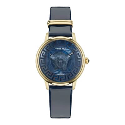 Blauwe Guilloché Wijzerplaat Stoffen Horloge Versace , Gray , Dames