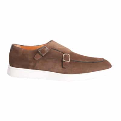 Bruin Leren Gesp Sneakers Santoni , Brown , Heren