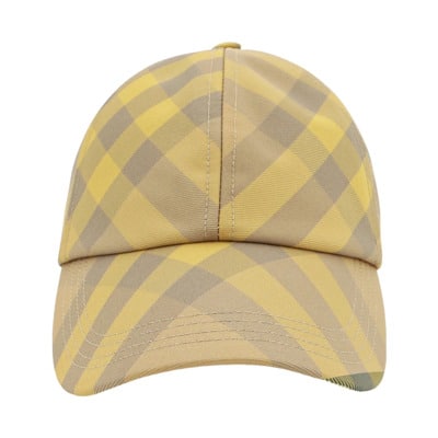 Check Print Nylon Hoed Burberry , Yellow , Dames