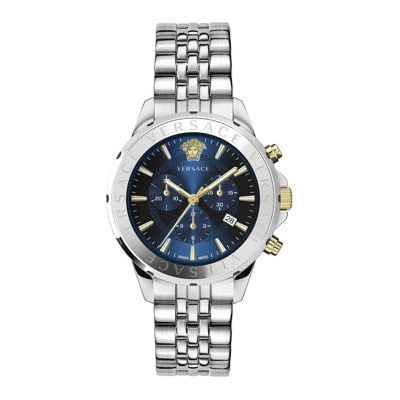 Chrono Signature Chronograaf Stalen Armband Horloge Versace , Gray , Heren