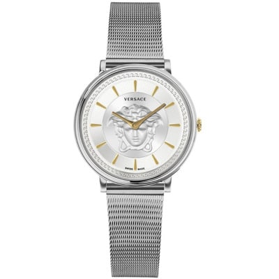 Cirkel Zwart Analoge Horloge GMT Functie Versace , Gray , Dames