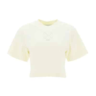Cropped T-Shirt met pijl motief Off White , Beige , Dames