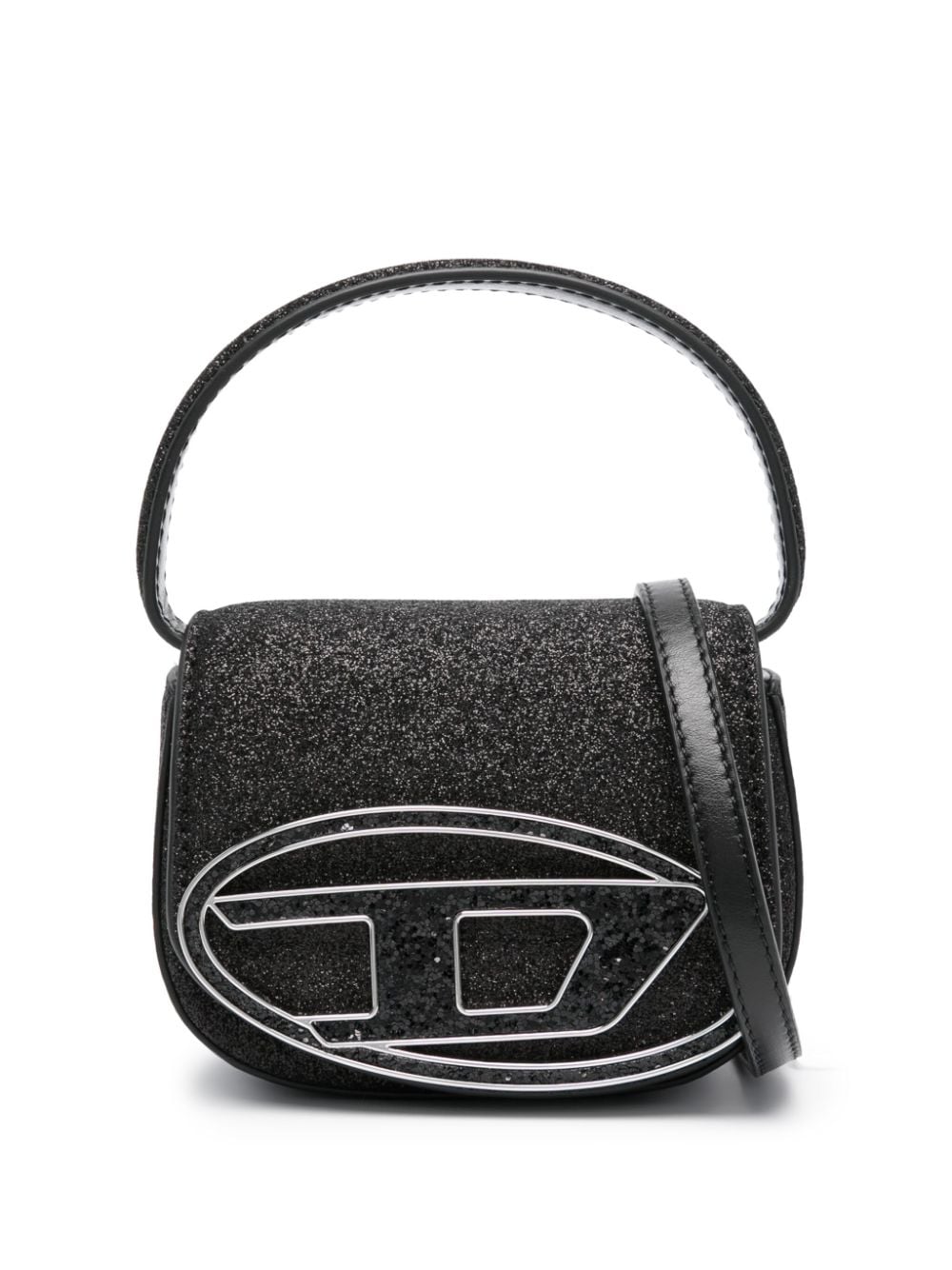 Diesel 1Dr mini-tas met glitter en logoplakkaat - Zwart