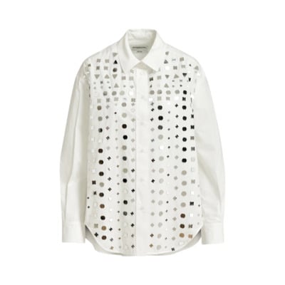 Efire Disco-geïnspireerde katoenen popeline blouse met spiegelende pailletten Essentiel Antwerp , White , Dames