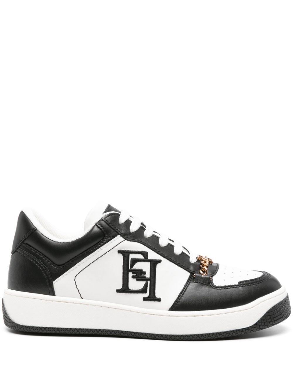 Elisabetta Franchi Leren sneakers met geborduurd logo - Wit