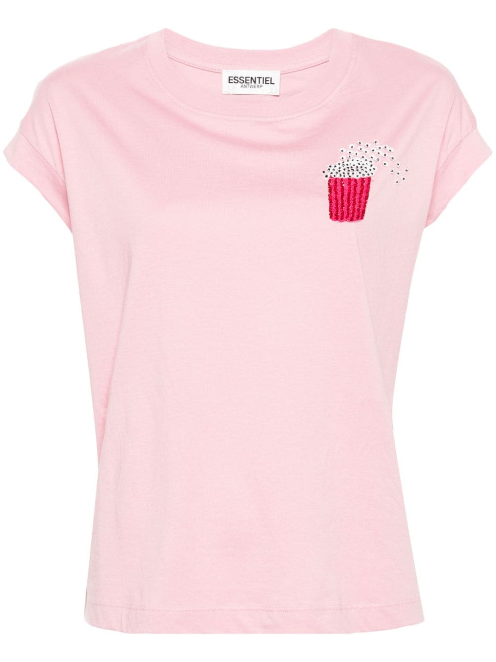 Essentiel Antwerp T-shirt met pailletten - Roze