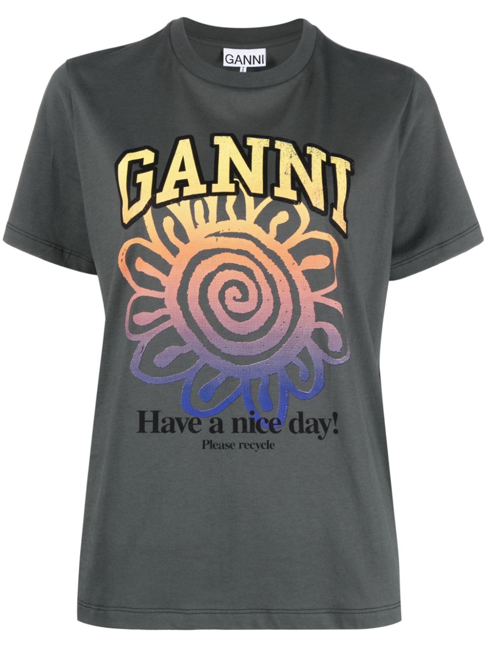 GANNI T-shirt van biologisch katoen - Grijs
