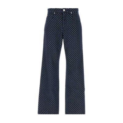 Geborduurde wide-leg denim jeans Balmain , Blue , Heren