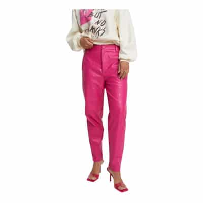 Geperste imitatieleer broek met stierontwerp Alix The Label , Pink , Dames