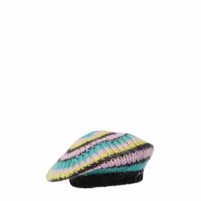 Gestreepte Mohair Baret met Logo Borduursel Ganni , Multicolor , Dames