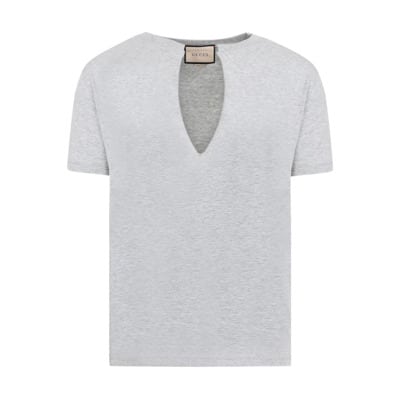 Grijs Melange Katoenen T-Shirt Gucci , Gray , Heren