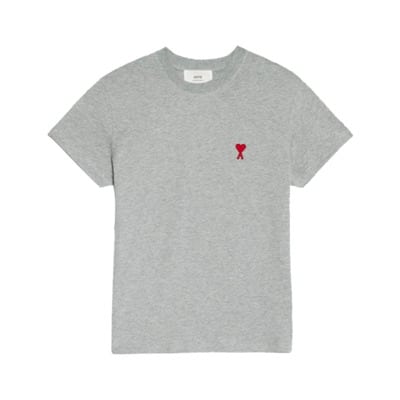 Grijze Katoenen T-Shirt Ami Paris , Gray , Heren