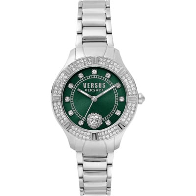 Groene wijzerplaat roestvrijstalen horloge Versus Versace , Gray , Dames