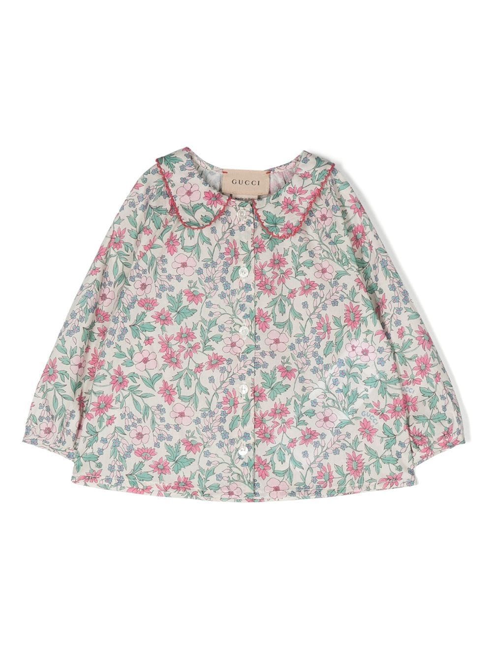 Gucci Kids Shirt met bloemenprint - Roze