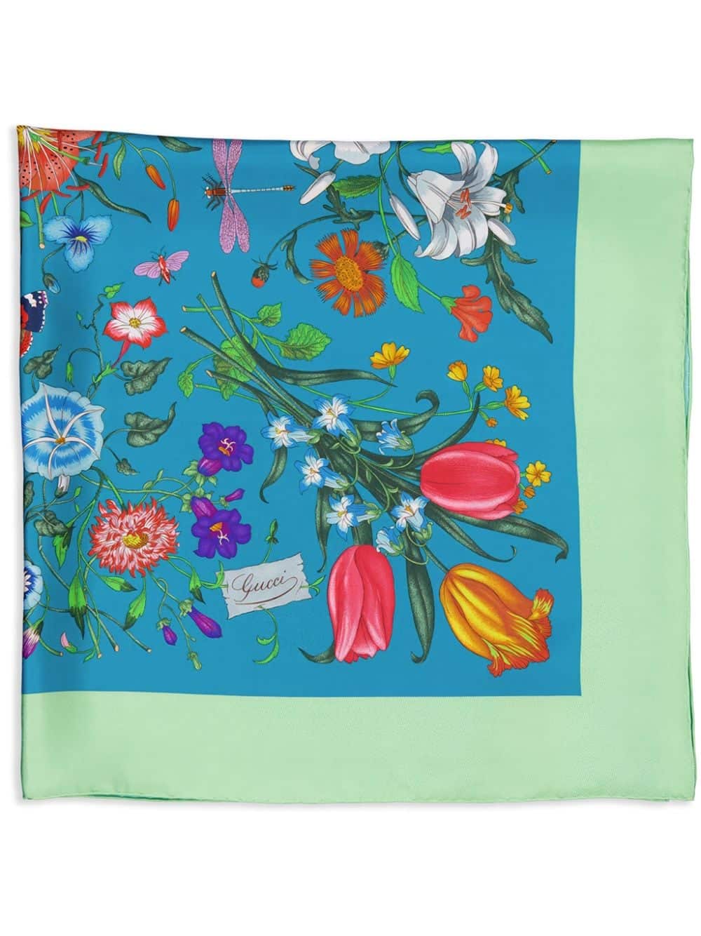 Gucci Sjaal met bloemenprint - Blauw