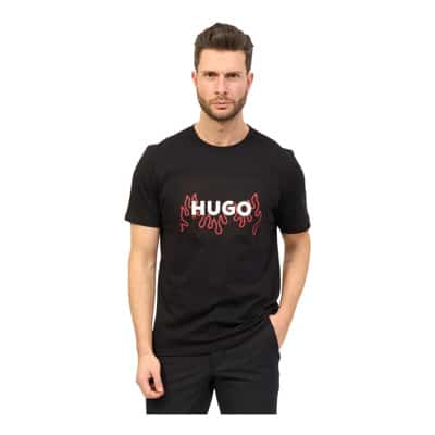 Heren T-shirt met vlam grafisch Hugo Boss , Black , Heren