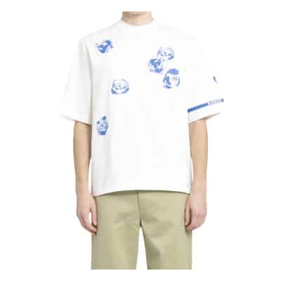 Heren Witte Roos Grafische Print T-Shirt Burberry , Multicolor , Heren