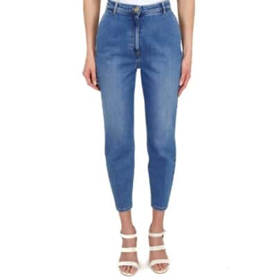 Hoge taille jeans met Amerikaanse zakken Elisabetta Franchi , Blue , Dames
