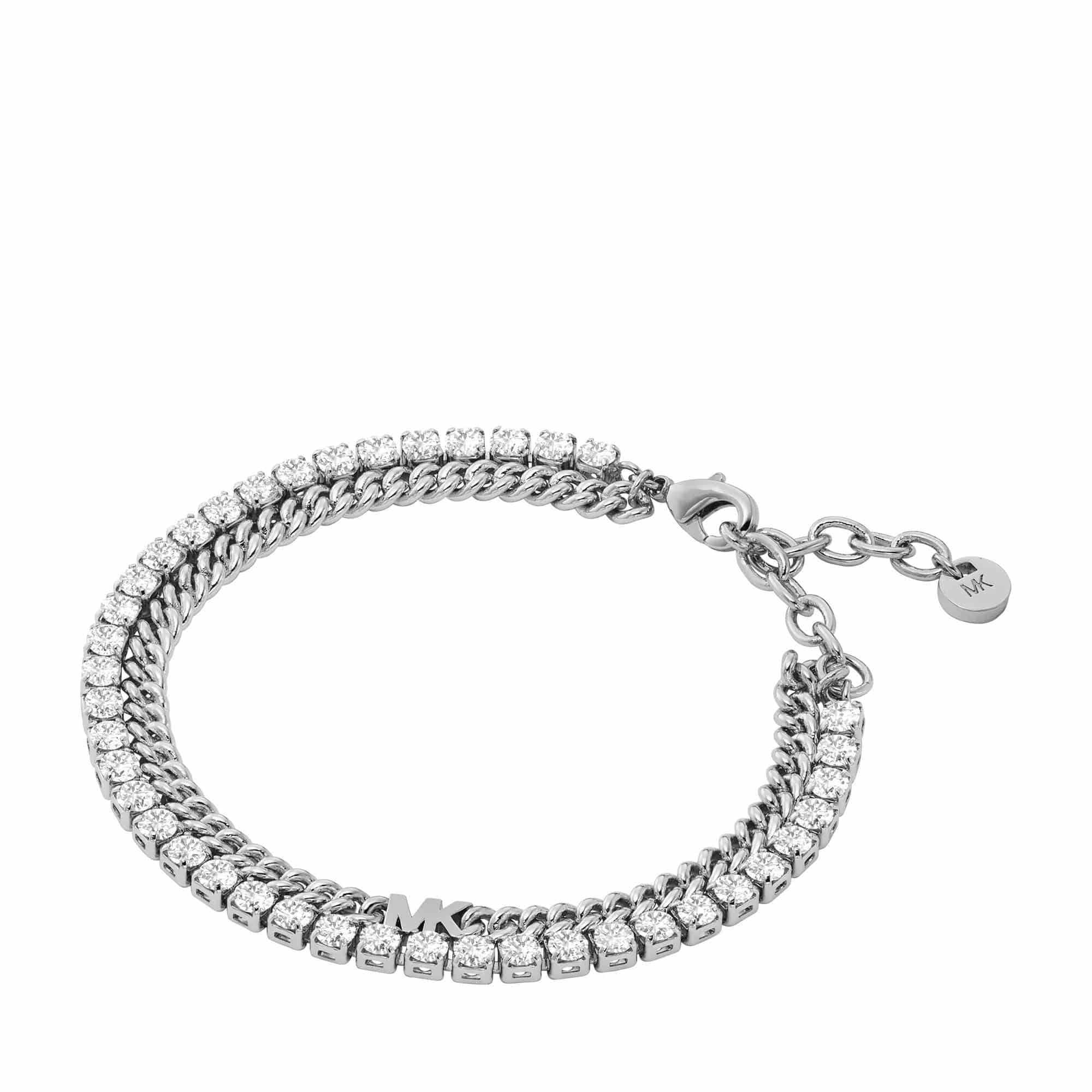 Michael Kors Armbanden - Platinum-Plated Mixed Tennis Double Layer Bracelet in silver