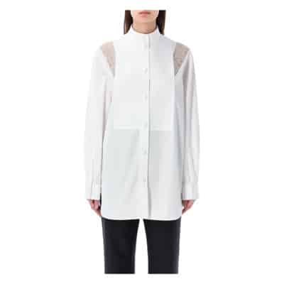 Optic White Kant Trim Shirt Ss23 Burberry , White , Dames