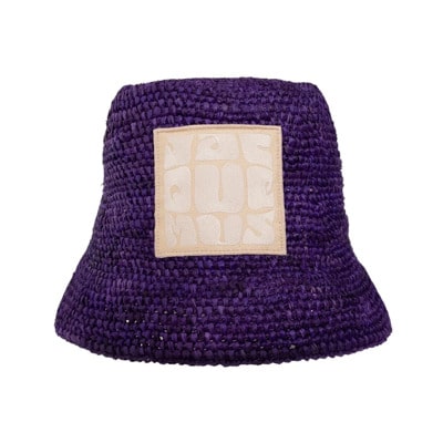 Paarse Raffia Hoed met Logo Borduursel Jacquemus , Purple , Unisex