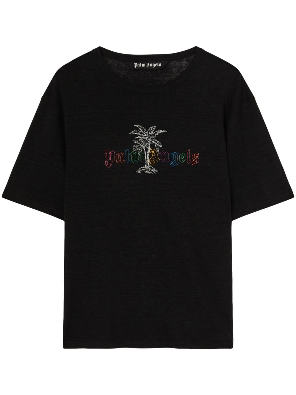Palm Angels T-shirt met logoprint - Zwart