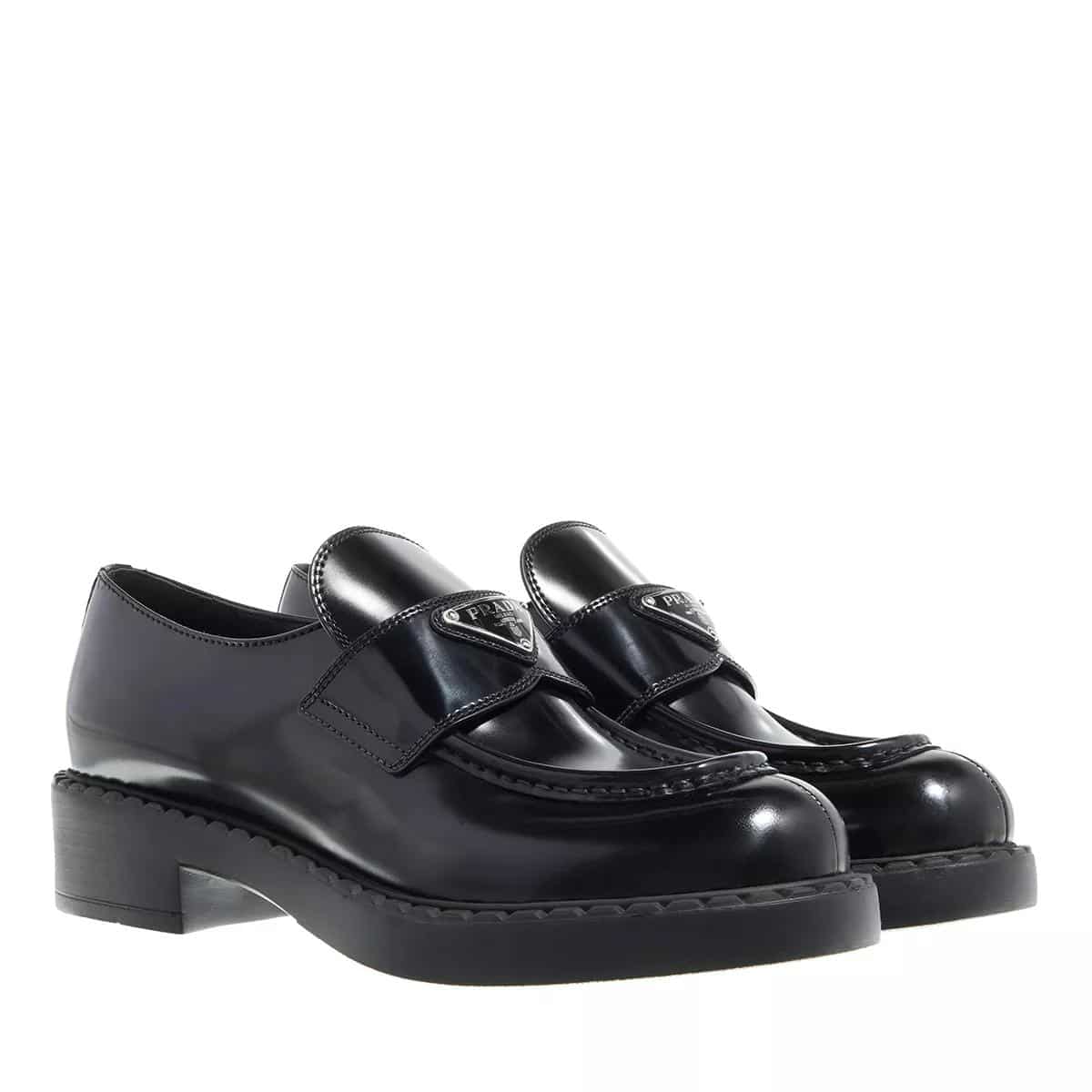 Prada Loafers & ballerina schoenen - Brushed Leather Loafers in zwart