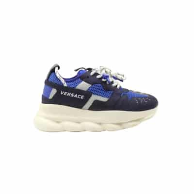 Pre-owned Leather sneakers Versace Pre-owned , Blue , Dames
