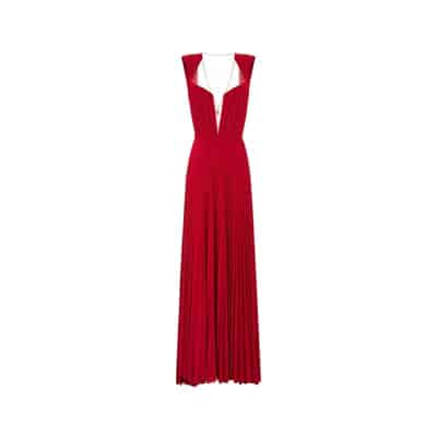 Rode Jersey Lurex Lange Jurk met Open Rug en Ketting Elisabetta Franchi , Red , Dames