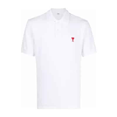 Rood Logo Witte Polo Shirt Ami Paris , White , Heren