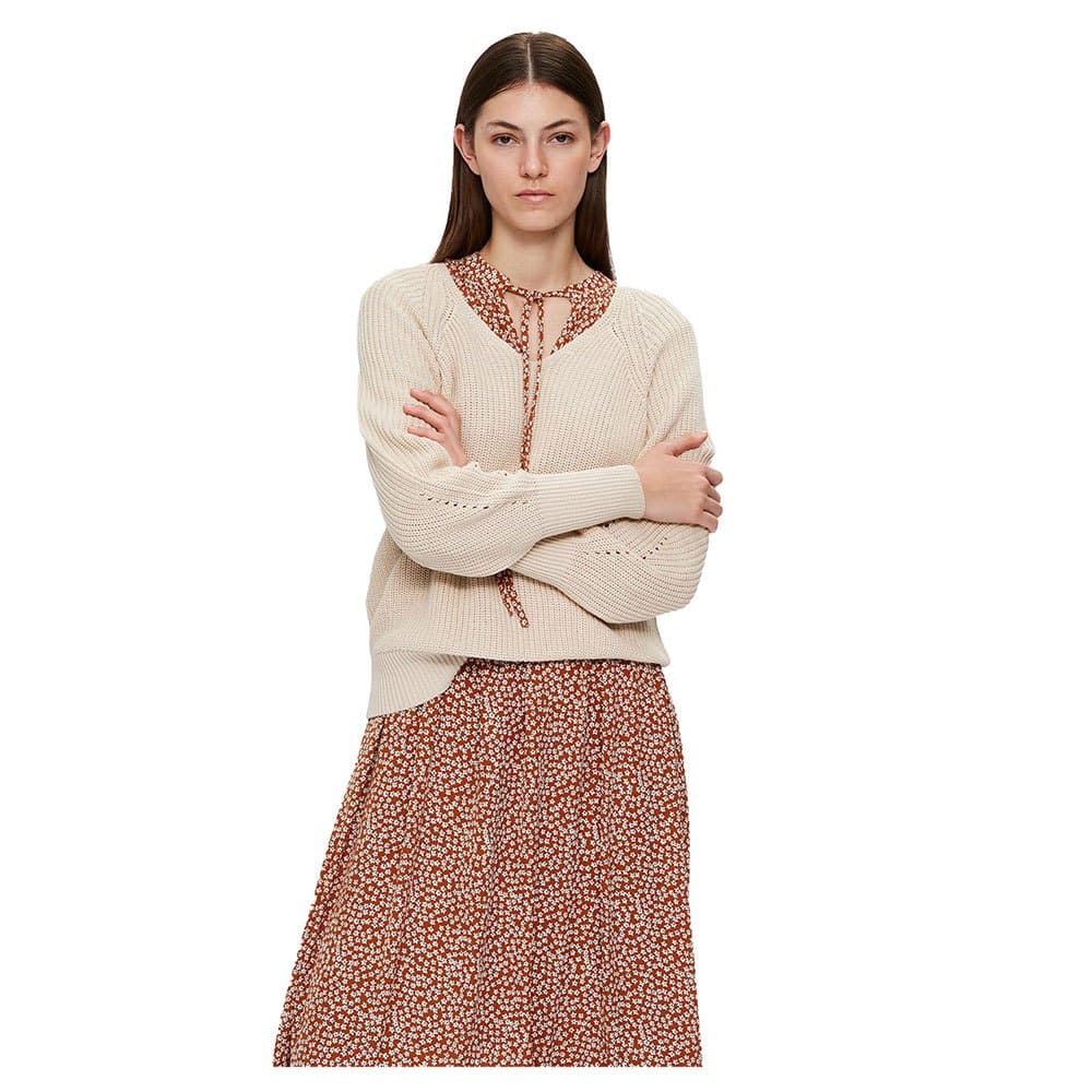 Selected Emmy V Neck Sweater Beige S Vrouw