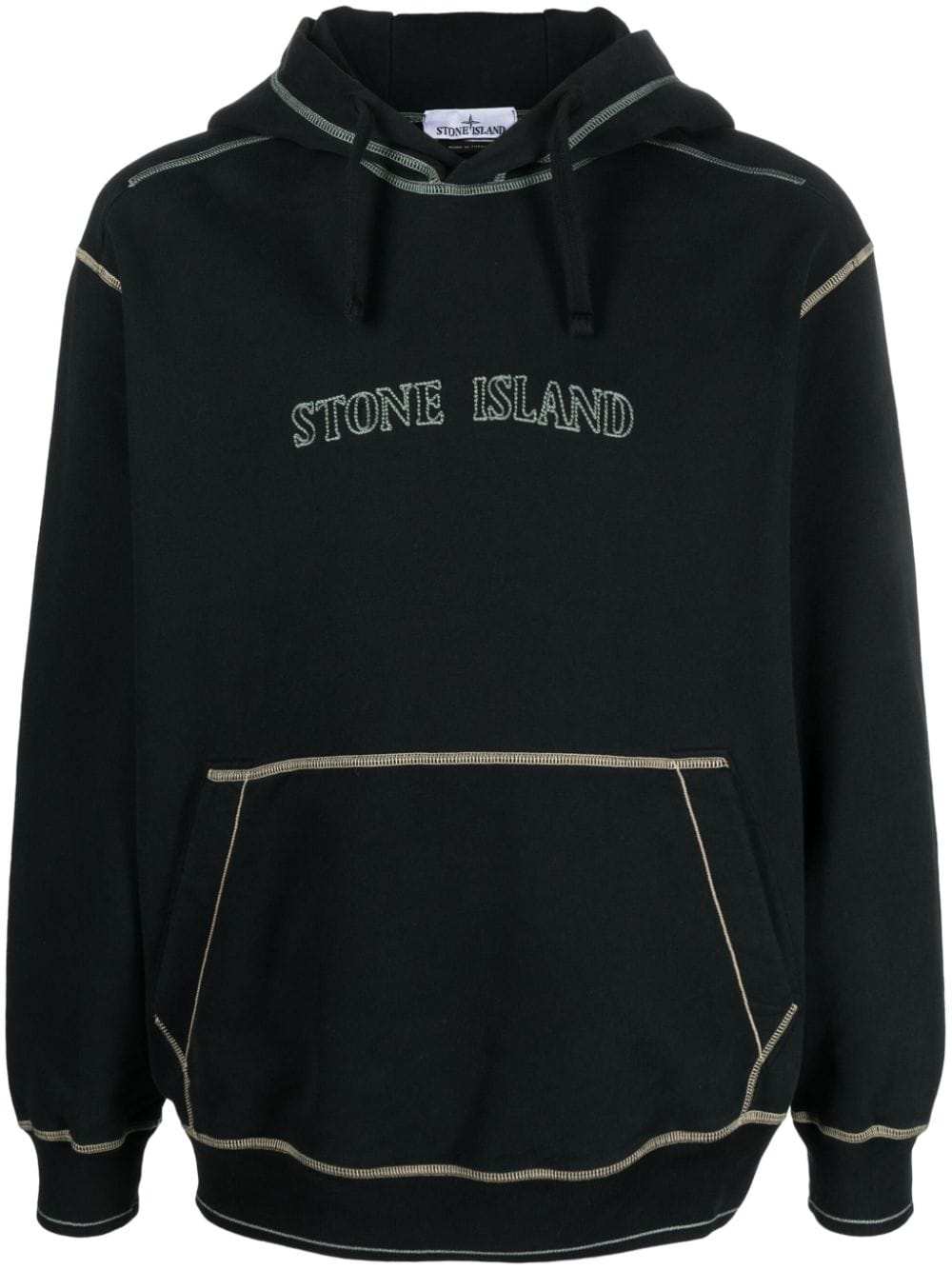Stone Island Hoodie met geborduurd logo - Zwart