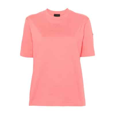T-Shirt met reliëf logo Moncler , Pink , Dames