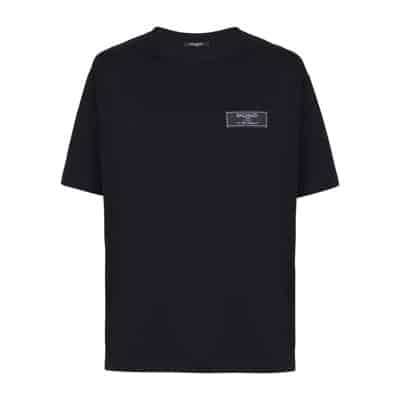 T-shirt met Pierre-label Balmain , Black , Heren